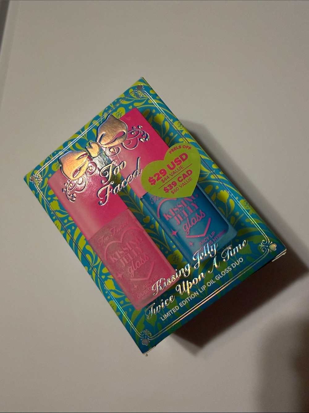Too Faced Kissing Jelly Lip Gloss Duo – Pink & Blue Tubes